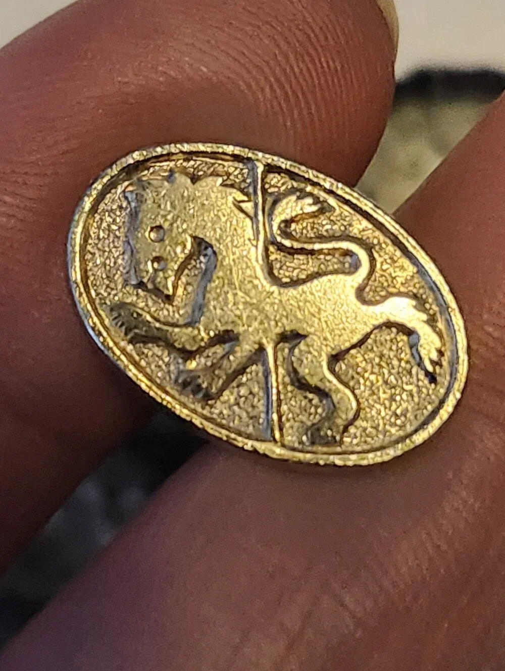 Gold-Tone Lion Oval Cufflinks